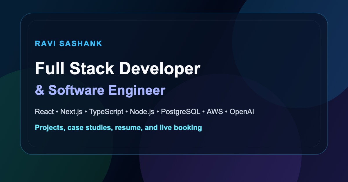 Ravi Sashank | Full Stack Developer Portfolio
